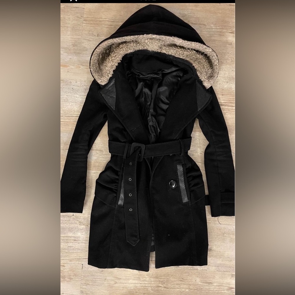 Custom trench with large hoodie vintage
